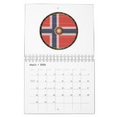 Calendrier Bouclier Viking Arrondi Avec Drapeau Norvégien. (Mar 2026)