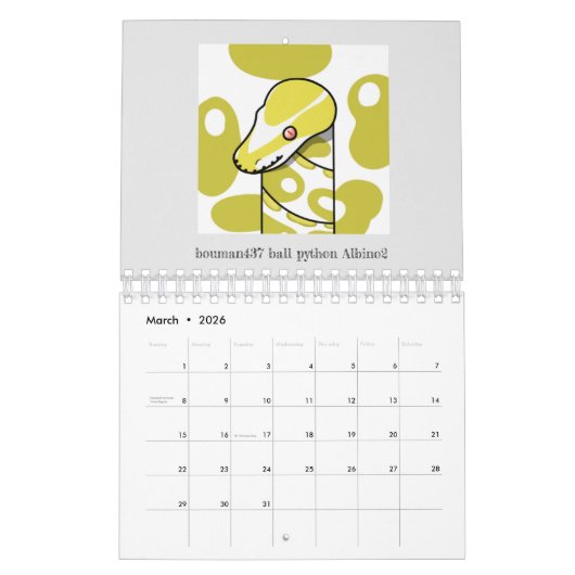 Calendrier bouman ball python series vol.2 カレンダー (Mar 2026)