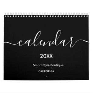 Calendrier Boutique de Luxe Minimaliste Noir et Blanc