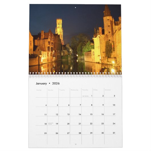 Calendrier Bruges (Bruges), Belgique (Jan 2026)