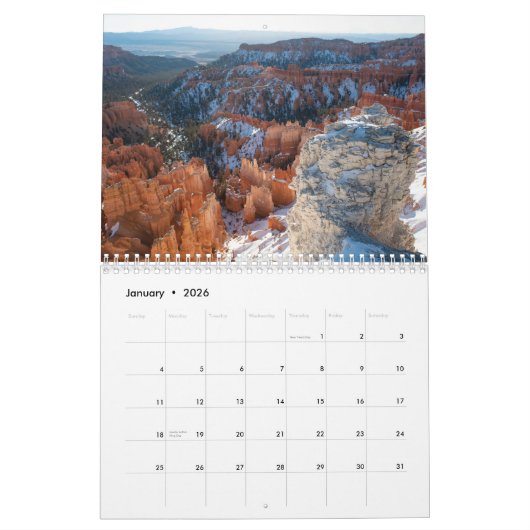 Calendrier Bryce Canyon (Jan 2026)