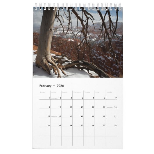 Calendrier Bryce Canyon (Feb 2026)