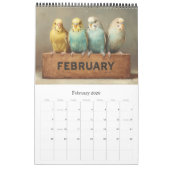 Calendrier BUDGIES 2026 Parakeets Art (Feb 2026)
