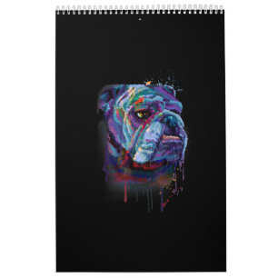 Calendrier Bulldog Coloré Anglais Cadeau A Bulldog Anglais