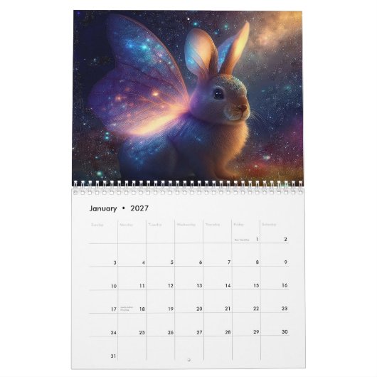 Calendrier Bunnies Avec Ailes (Jan 2027)
