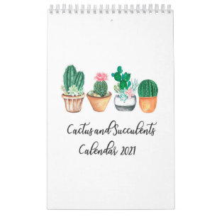 Calendrier Cactus et succulents dans l'aquarelle