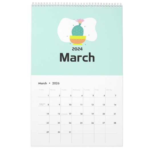 Calendrier Cactus Paradise 2024 (Mar 2026)