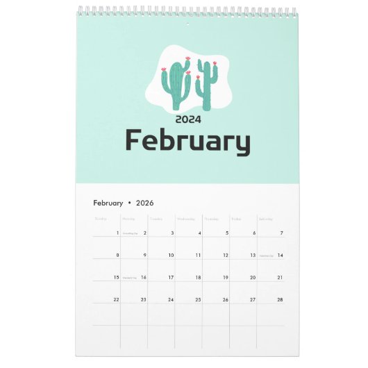 Calendrier Cactus Paradise 2024 (Feb 2026)