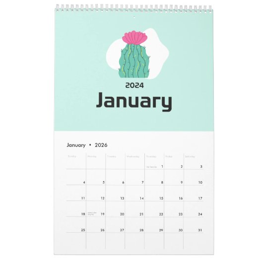 Calendrier Cactus Paradise 2024 (Jan 2026)