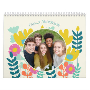 Calendrier cadeau moderne élégant floral coloré photo 2027