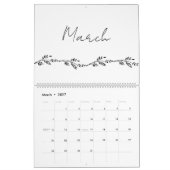 Calendrier Cadran simple à branches florales (Mar 2027)