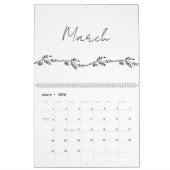 Calendrier Cadran simple à branches florales (Mar 2026)