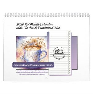 Calendrier café 2026 sur 12 mois en aquarelles JW