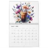 Calendrier Café glacé et aquarelle Fleur sauvage Art 2025 (Mar 2026)