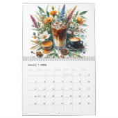 Calendrier Café glacé et aquarelle Fleur sauvage Art 2025 (Jan 2026)