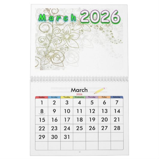 Calendrier Calendar 2026 (Mar 2026)