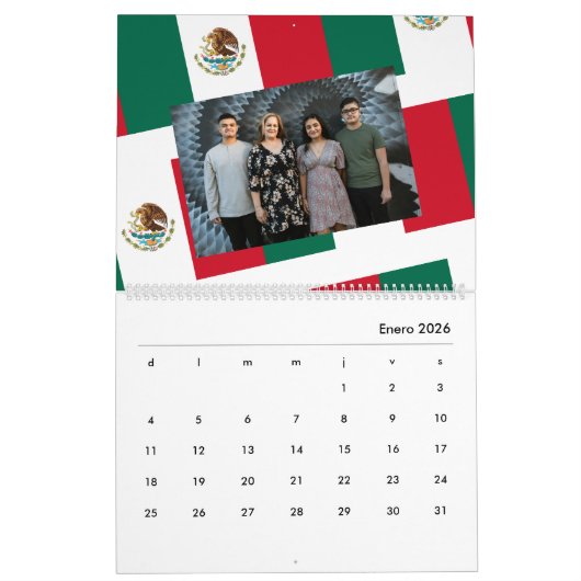 Calendrier Calendario Personalizado Bandera de Mexico 2026 (Jan 2026)