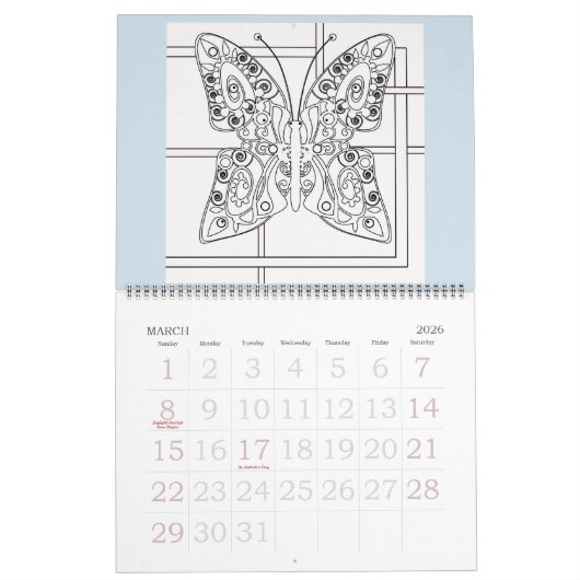 Calendrier Calendrier, coloration (Mar 2026)