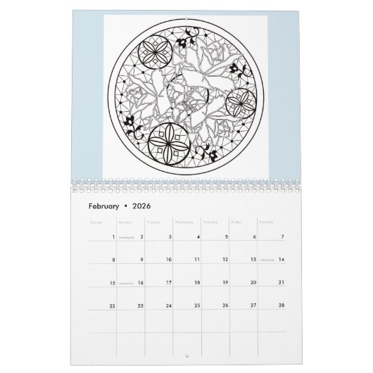 Calendrier Calendrier, coloriage, (Feb 2026)