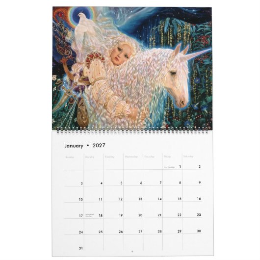 Calendrier "Calendrier de la licorne mystique" par Elizabeth (Jan 2027)