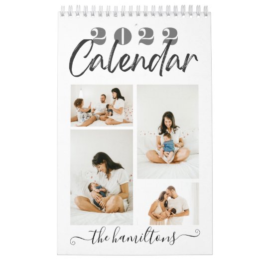 Calendrier Calligraphie moderne noir Sketchy Photo du Nouvel (Protection)