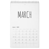 Calendrier Calligraphie simple en noir et blanc (Mar 2027)