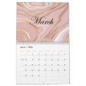 Calendrier Calwndar 2024 motif en marbre rose avec or (Mar 2026)