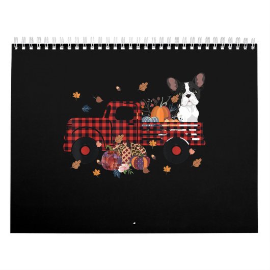 Calendrier Camion Citrouille Bulldog Thanksgiving Cadeau Hall (Protection)
