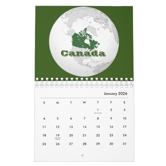 Calendrier Canada (Jan 2026)