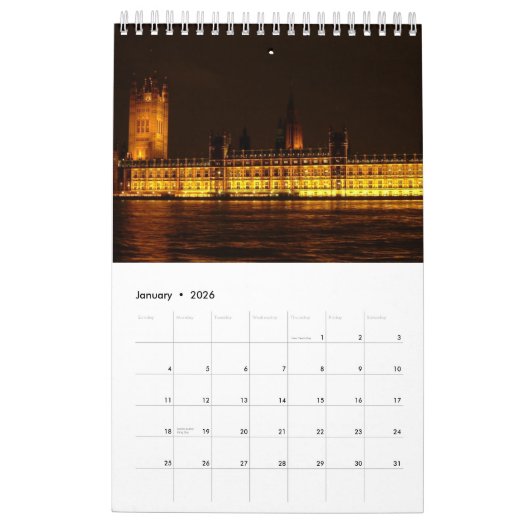 Calendrier Capitales européennes - 2012 (Jan 2026)