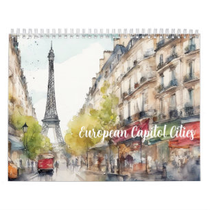 Calendrier Capitales européennes 2026 Art de voyage à l'aquar
