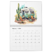 Calendrier Caravanes de style Aquarelle Rétro amusant (Feb 2026)