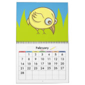 Calendrier Caricature d'oiseau jaune (Feb 2027)