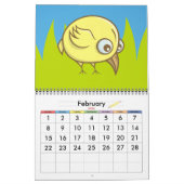Calendrier Caricature d'oiseau jaune (Feb 2026)