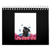 Calendrier Carlin Noir Avec Papillons Bleus Et Gerberas (Protection)