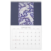 Calendrier Carrelage bleu et blanc de lapin Art N'importe que (Feb 2027)