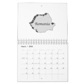 Calendrier Carte 3D Roumanie (Mar 2026)