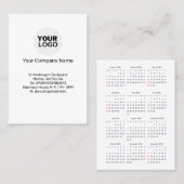 Calendrier carte de visite 2026 - DIMANCHE Vertica (Devant / Derrière)