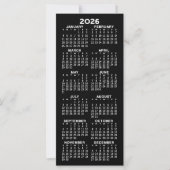 Calendrier - Carte Noire Minimale Moderne (Devant)