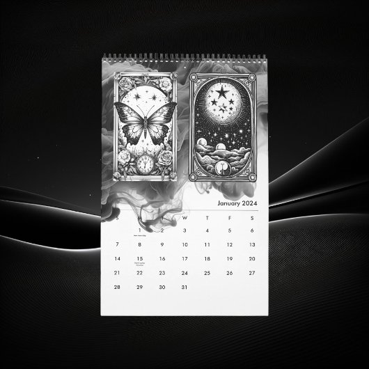 Calendrier Carte Tarot moderne Concepteur noir & blanc