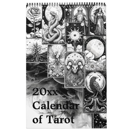 Calendrier Carte Tarot moderne Concepteur noir & blanc (Protection)