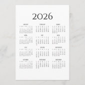 Calendrier carte texte de l'année JW 2026 (Dos)