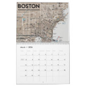 Calendrier Carte vintage Boston Massachusetts, Boston Ma Us (Mar 2026)