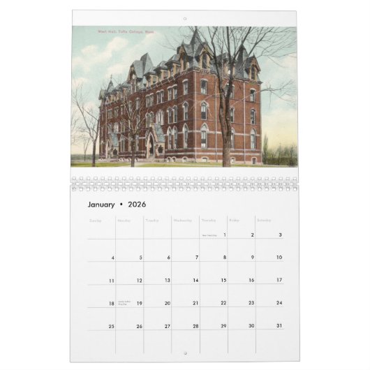 Calendrier Cartes postales de cru d'université de touffes (Jan 2026)