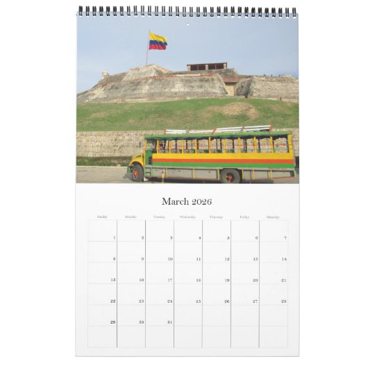 Calendrier carthagène colombie 2026 (Mar 2026)