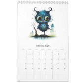 Calendrier Cartoon Abstrait Big Eyed Birds (Feb 2026)