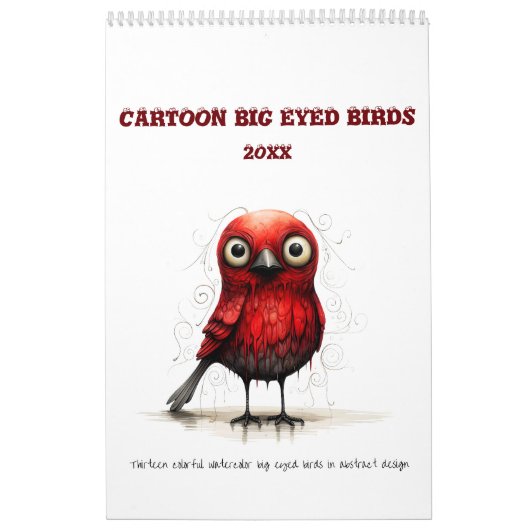 Calendrier Cartoon Abstrait Big Eyed Birds (Protection)