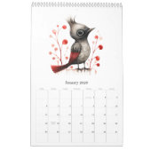 Calendrier Cartoon Abstrait Big Eyed Birds (Jan 2026)