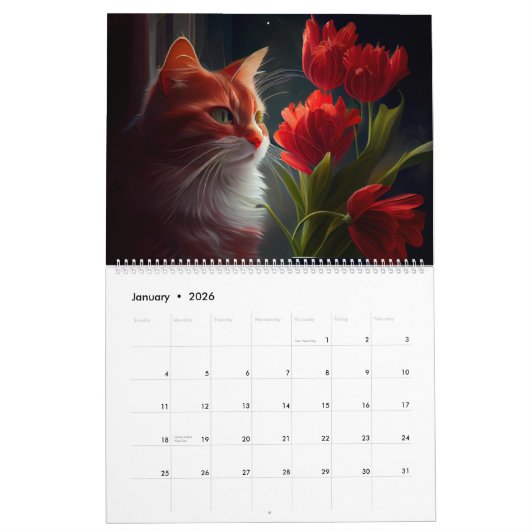 Calendrier Cat Fleur (Jan 2026)