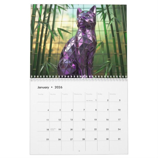 Calendrier Cat Glass Calendar (Jan 2026)
